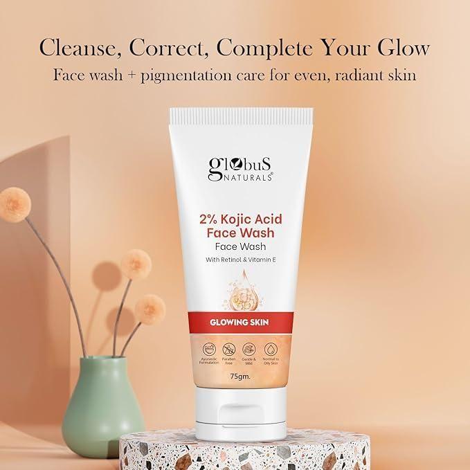 Kojic Acid Face Wash 125g | 2% Kojic Acid, Retinol & Vitamin E | Pack of 2