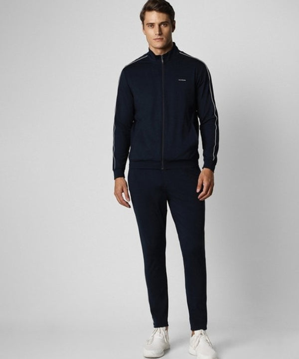 Men Slim Fit Zip-Front Track Jacket & Track Pants Set ( Pack Of 2 )